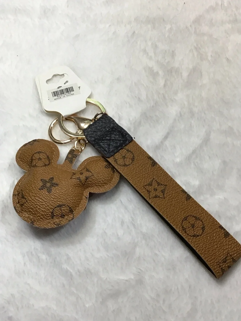 Brown Monogram Mouse Keychain Wristlet - Fashion Jewelry